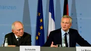 Le ministre allemand des Finances Wolfgang Schäuble et le ministre français de l&#x27;Economie Bruno le Maire, à Berlin le 22 mai 2017