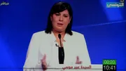 Capture d&#x27;écran de la candidate à la présidentielle tunisienne Abir Moussi lors d&#x27;un grand oral télévisé le 7 septembre 2019 à Tunis