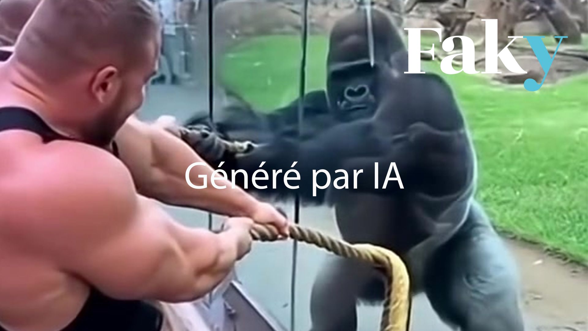 Cette vidéo d’un gorille face à trois bodybuilders lors d’un tir à la corde a été générée par IA