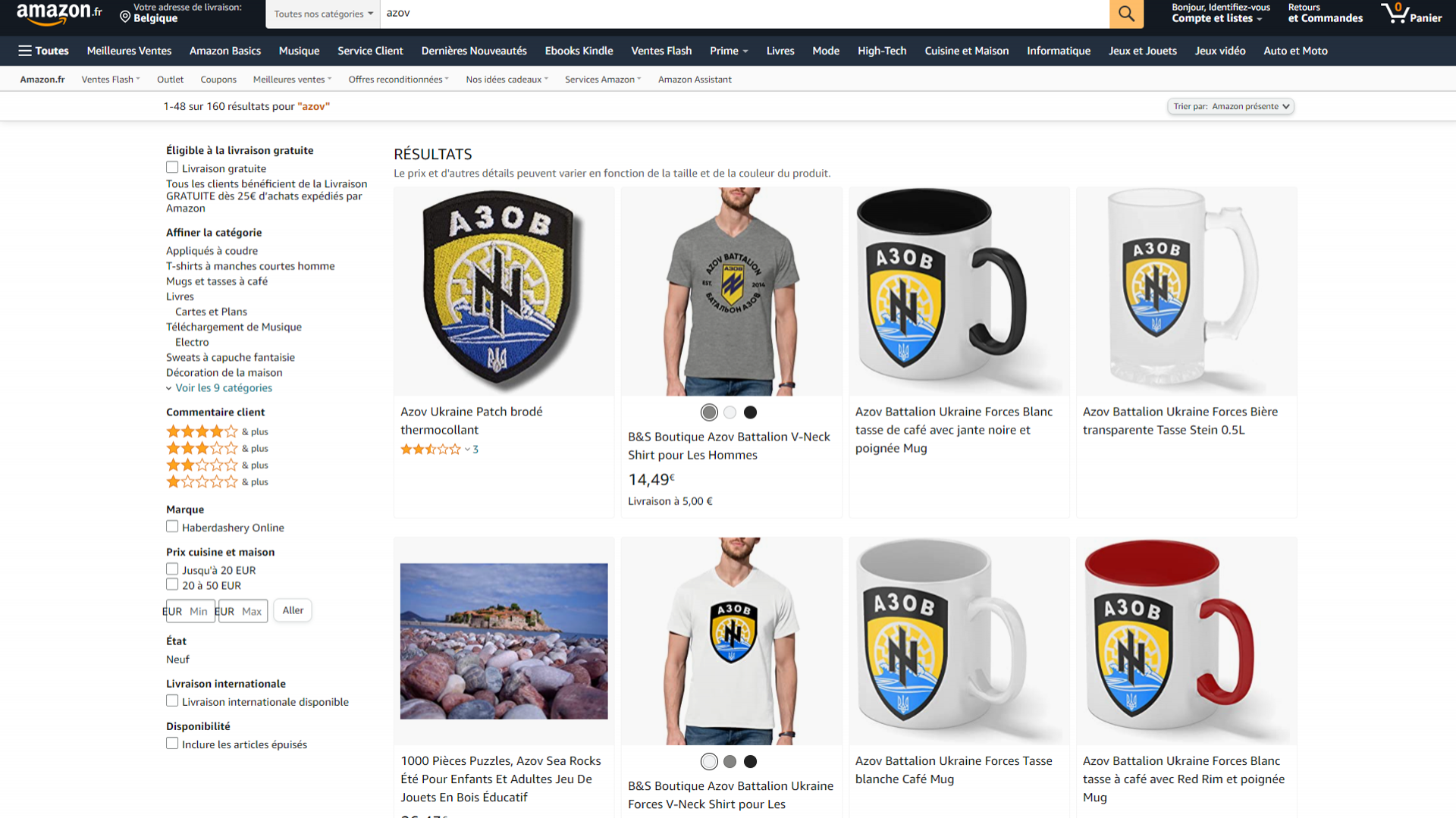 Des t-shirts et des accessoires aux couleurs du régiment Azov vendus ...