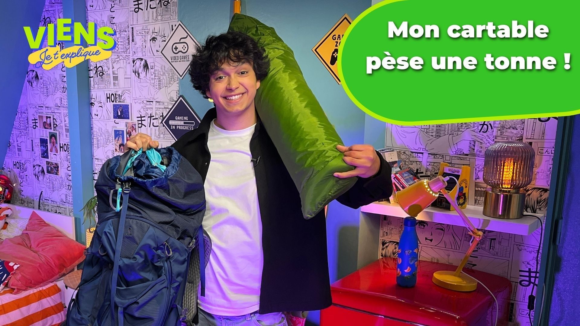 On fait attention à la masse de son cartable. c'est dans Viens, je t'explique et son quiz