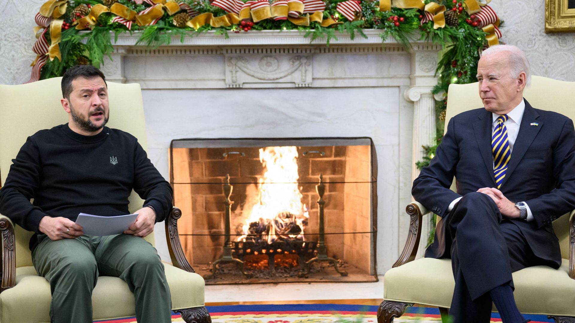 A la Maison Blanche, le président Volodymyr Zelensky assure à Joe Biden ...