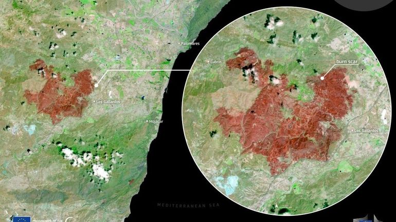 L'image satellite du jour : le terrible incendie de forêt d'Alméria en Espagne vu de l'espace