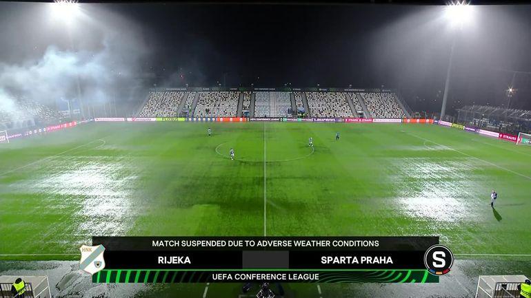 Rijeka - Sparta Prague : des pluies diluviennes provoquent l'arrêt du match après 13 minutes