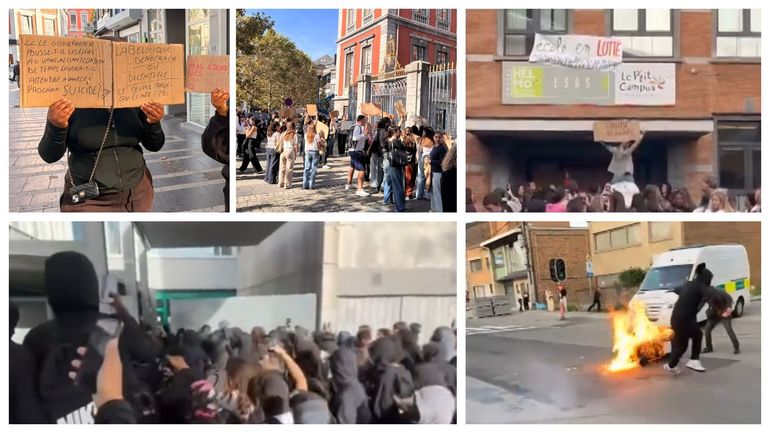 Manifestations d’élèves en région liégeoise : plusieurs arrestations et deux policiers blessés