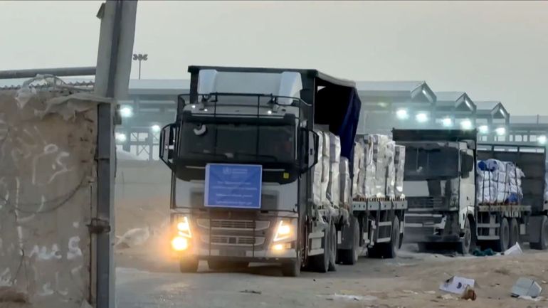 Guerre au Proche-Orient : un convoi égyptien à Gaza pour aider à retrouver des corps d'otages Guerre au Proche-Orient : un convoi égyptien à Gaza pour aider à retrouver des corps d'otages