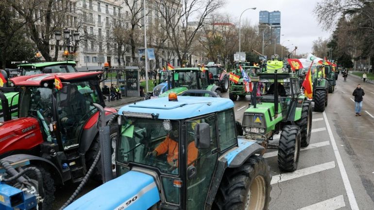 Espagne : des milliers d'agriculteurs rassemblés à Madrid avec leurs tracteurs contre l'accord UE-Mercosur