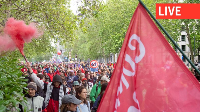 Direct – Manifestation nationale ce 12 mai : 40.000 manifestants ont déferlé dans les rues de Bruxelles, selon la police