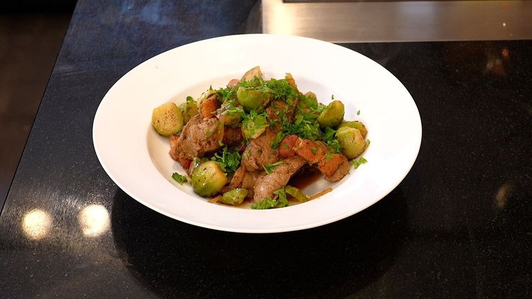 Recette : Fricassée de foie de veau aux choux de Bruxelles de Gerald Watelet