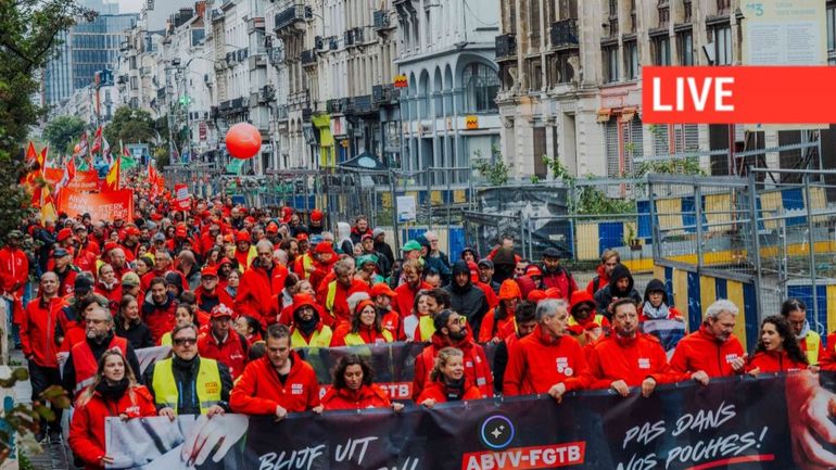Direct - Manifestation nationale de ce 9 octobre : entre 30.000 et 50.000 personnes dans les rues de Bruxelles