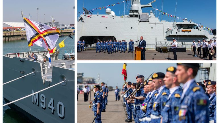 Défense : la Marine belge baptise officiellement le chasseur de mines M940 Ostende, du nom de sa ville marraine