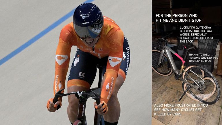 "Je m’en sors bien" : Lorena Wiebes victime d’une collision avec une voiture "Je m’en sors bien" : Lorena Wiebes victime d’une collision avec une voiture