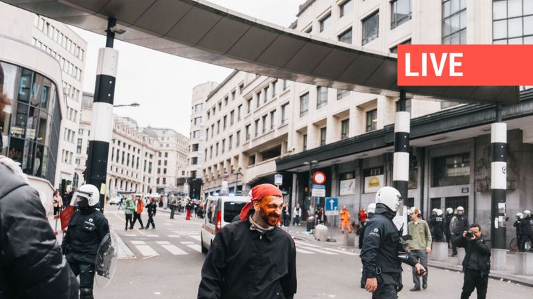 Direct - Manifestation nationale : la police anti-émeute déployée à la Gare centrale, tensions entre manifestants et policiers dans les Marolles