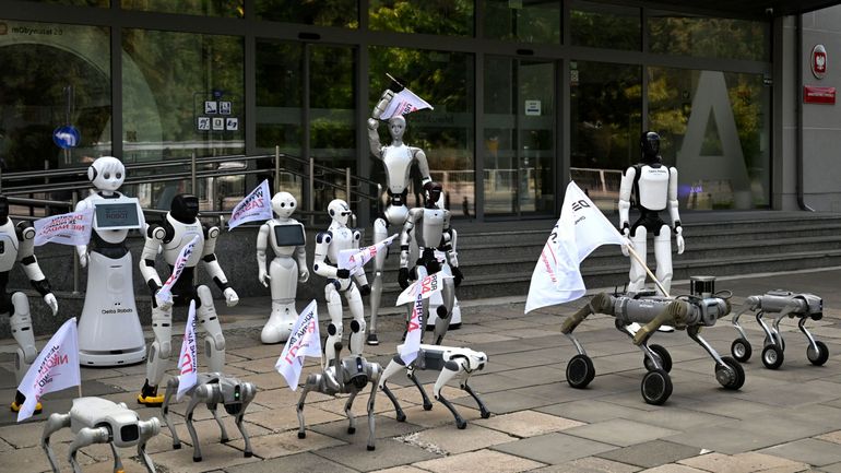 "N'attendez pas, réglementez" : en Pologne, des robots manifestent... contre l'Intelligence artificielle