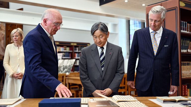 Visite d'Etat de l'Empereur du Japon : Naruhito et le roi Philippe découvrent des ouvrages historiques offerts par Tokyo à Louvain