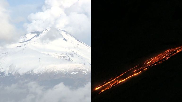 L'Etna enneigé est entré en éruption
