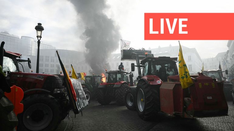Direct - Grogne des agriculteurs : 400 tracteurs quittent Bruxelles pour bloquer le ring à hauteur de Hal
