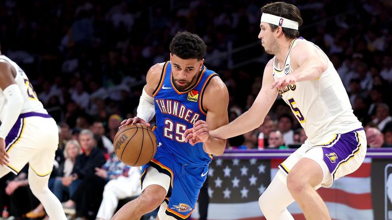 Une performance de haut vol sous les yeux d’Eden Hazard : Ajay Mitchell régale encore avec OKC face aux Lakers