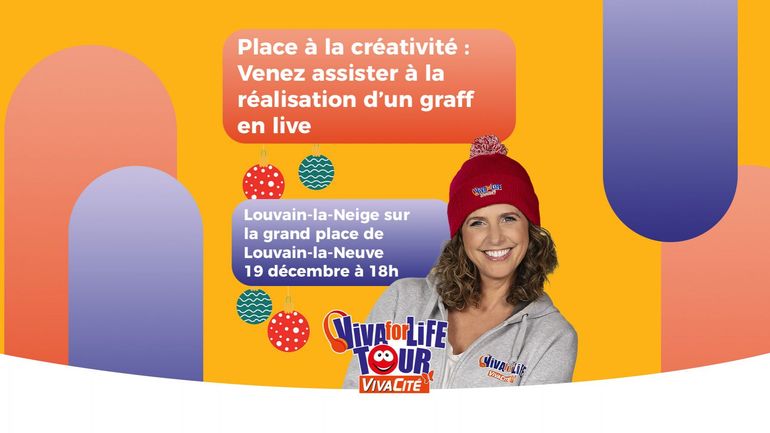 Venez découvrir le graff réalisé à Louvain-la-Neuve lors du Viva for Life Tour le 19 décembre 2025 Venez découvrir le graff réalisé à Louvain-la-Neuve lors du Viva for Life Tour le 19 décembre 2025