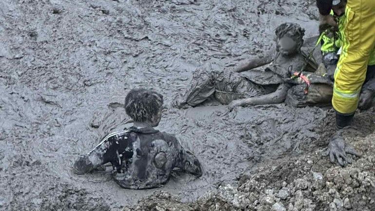 Quatre enfants coincés dans des boues de ciment sauvés par les pompiers liégeois