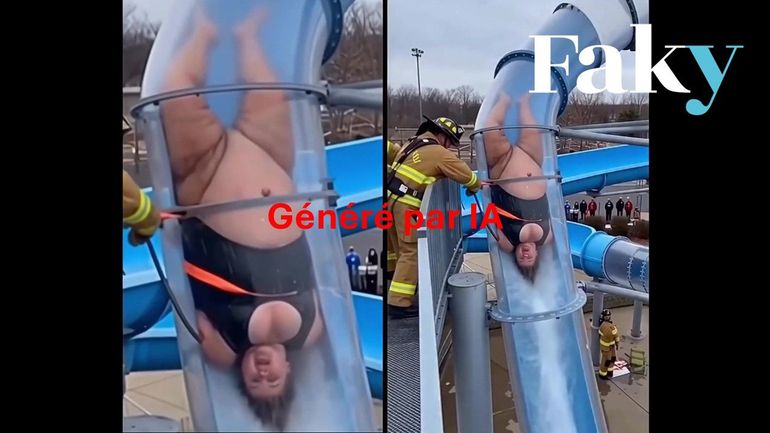 L'histoire virale de cette dame bloquée dans le tuyau d'un parc aquatique est fausse