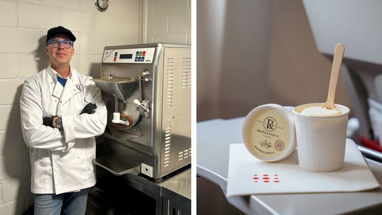 Avec la compagnie Brussels Airlines, les glaces du Brabançon Philippe Bogaert font le tour du monde