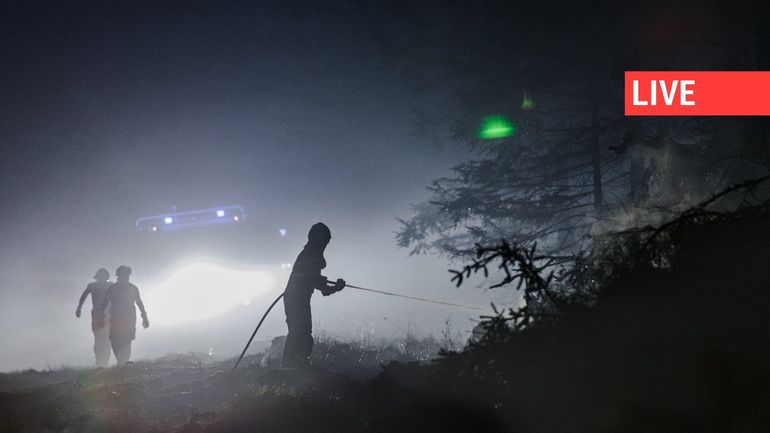 Direct - Incendie dans les Hautes Fagnes : le feu est toujours encerclé et contenu mais pas encore sous contrôle malgré les pluies et les orages