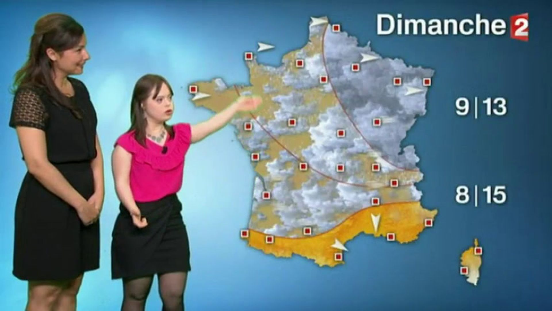 Mélanie Ségard, trisomique, présente la météo sur France2 - 
